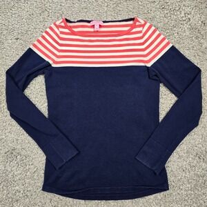 Lilly‎ Pulitzer Sweater Womens Medium Navy Blue Pink Striped Nautical Preppy